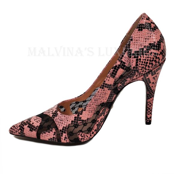 GUCCI SHOES PYTHON PRINT LEATHER w GG LOGO MESH PUMPS sz 38.5 8.5 US - Picture 8 of 15